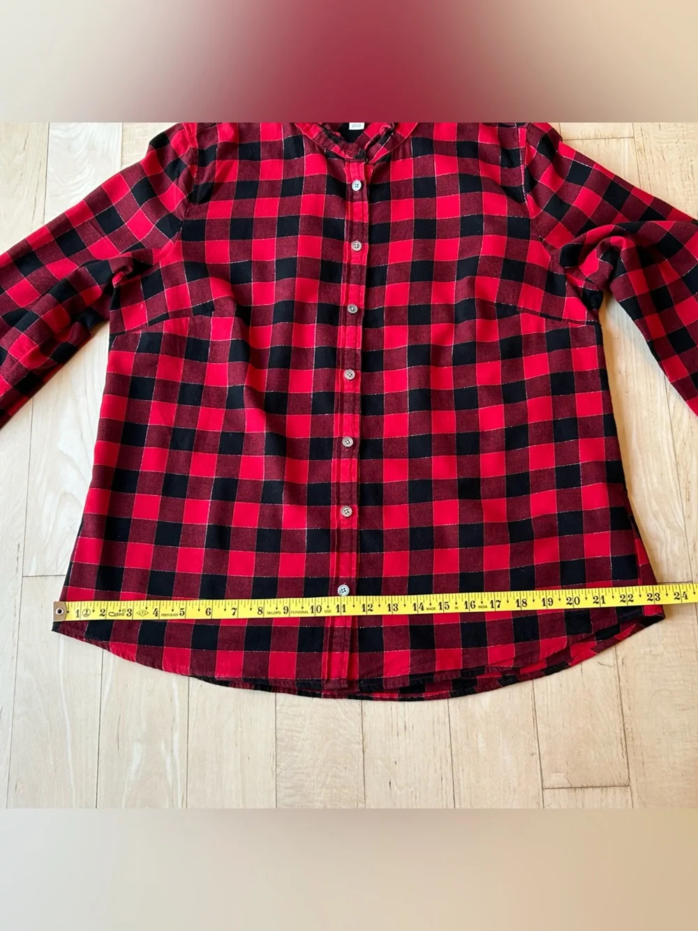 J. Crew Women’s Button Front Flannel Top with Ruffled Collar Red/Black Large